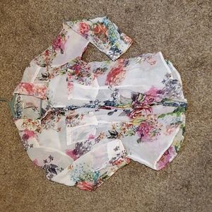 Sheer floral button up